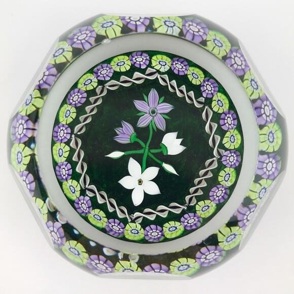 Perthshire 1986B Bouquet Lampwork Flowers Millefiori Faceted Twist Paperweight - Picture 1 of 13